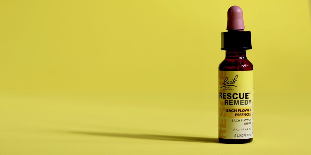 Bach Rescue Remedy, a combination of five Bach essences for emergency situations.