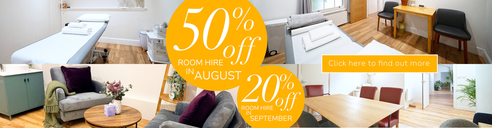 50% off Therapy Rooms in August